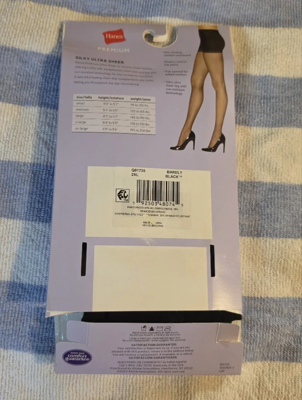 Hanes Premium Ultra Sheer Silky Control Top Pantyhose - Black